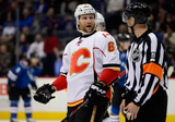 Dennis Wideman Signed Flames Jersey (Beckett) Abuse of a Linesman Incident