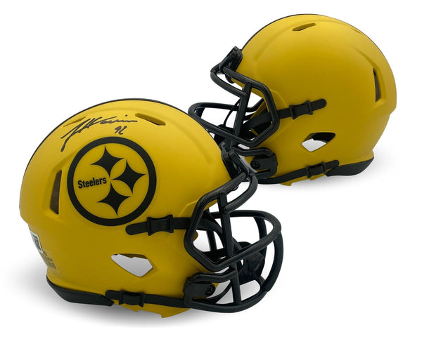 James Harrison Autographed Pittsburgh Steelers Rave Football Mini Helmet Beckett