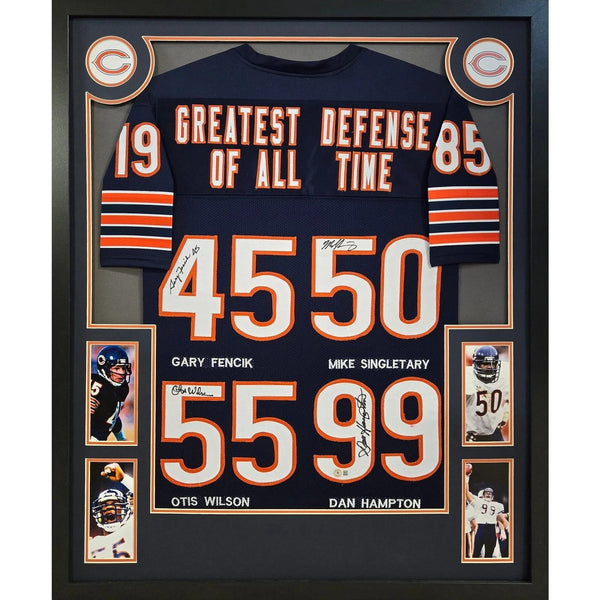 1985 Bears Defense Autographed Signed Framed Chicago 4S Jersey BECKETT