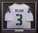 SEAHAWKS RUSSELL WILSON AUTOGRAPHED FRAMED GRAY NIKE TWILL JERSEY RW HOLO 185069