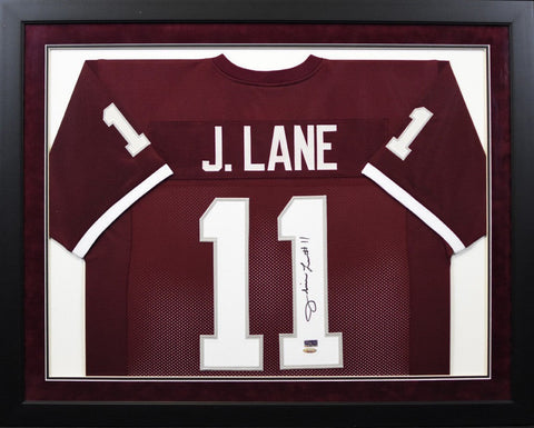 JORVORSKIE LANE SIGNED TEXAS A&M AGGIES #11 MAROON FRAMED JERSEY TRISTAR
