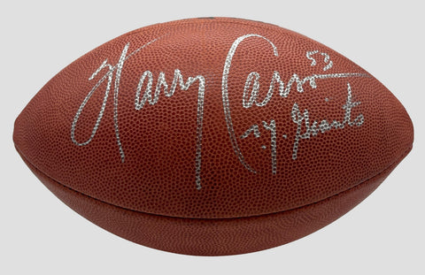 Harry Carson HOF Signed/Inscribed NFL Leather Football NY Giants JSA 205451
