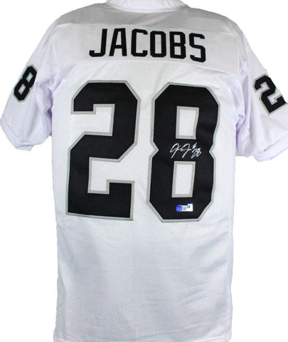 Josh Jacobs Autographed White Pro Style Jersey-Beckett W Hologram *Silver *8