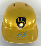 Brewers CHRISTIAN YELICH Signed Full Size Milw Rawlings YELLOW Helmet AUTO - JSA