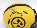 JAMES HARRISON AUTOGRAPHED STEELERS GOLD RAVE MINI HELMET BECKETT WITNESS 241385