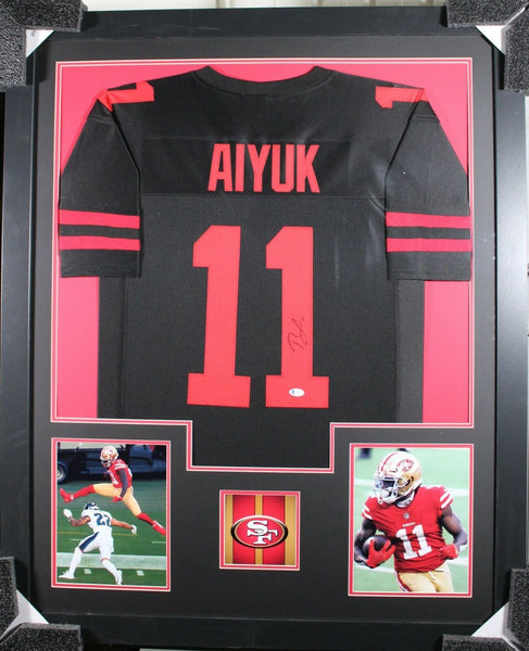 BRANDON AIYUK (49ers black TOWER) Signed Autographed Framed Jersey Beckett