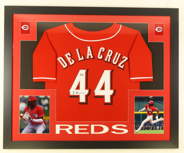 Elly De La Cruz Signed Cincinnati Reds 35x43 Framed Jersey (Beckett) All Star SS