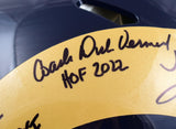 Faulk K. Warner D. Vermeil Signed F/S Rams Speed Authentic Helmet HOF- BA W Holo