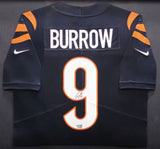 Bengals Joe Burrow Autographed Framed Black Nike Jersey Fanatics Holo LG20406835