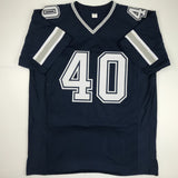 Autographed/Signed BILL BATES Dallas Dark Blue Football Jersey PSA/DNA COA Auto