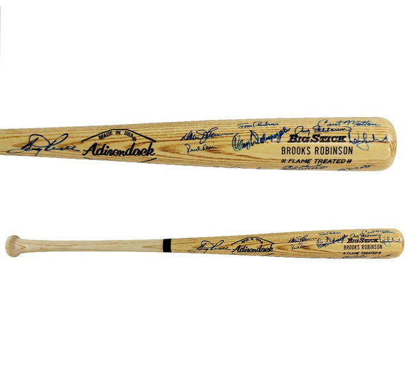 Multi-Signed Baltimore Custom Adirondack Brooks Robinson Blonde Bat with 15 Sigs