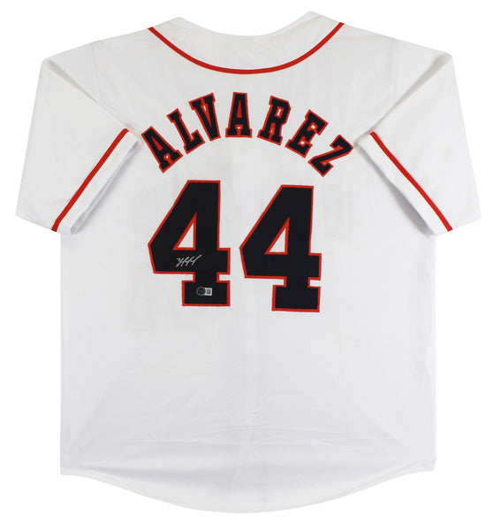 Yordan Alvarez Authentic Signed White Pro Style Jersey Autographed BAS Witnessed