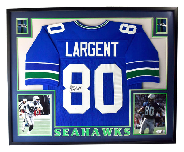 Steve Largent Seahawks HOF Autographed/Inscribed Jersey Framed JSA 207489