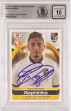 Raphinha Signed 2016-17 Panini Futebol Rookie Sticker #346 - BGS 10 Autograph