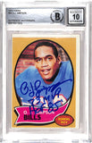 OJ Simpson Signed 1970 Topps "73 MVP" "HOF" Trading Card Beckett 42695