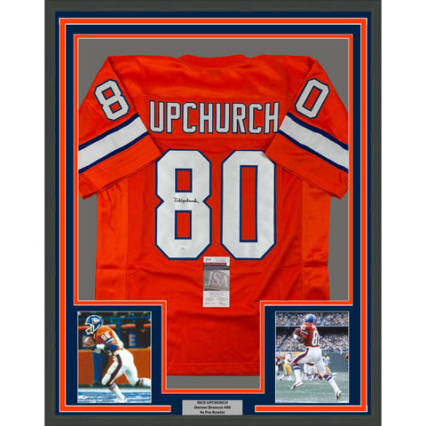 Framed Autographed/Signed Rick Upchurch 33x42 Denver Orange Jersey JSA COA