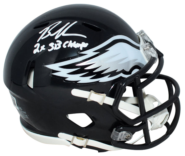 BRANDON GRAHAM SIGNED PHILADELPHIA EAGLES BLACK MINI HELMET W/ 2X SB CHAMPS