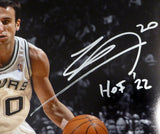 Manu Ginolbili Autographed Signed 16x20 Photo Spurs "HOF 22" Beckett QR #WX48323