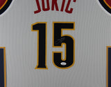 Nikola Jokic Autographed/Signed Pro Style White XL Framed Jersey Beckett 51222