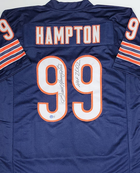 Chicago Bears DAN HAMPTON Signed Custom Replica Navy Jersey w/ HOF 2002 - BAS