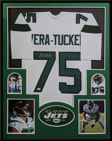 FRAMED NEW YORK JETS ALIJAH VERA-TUCKER AUTOGRAPHED SIGNED JERSEY JSA COA