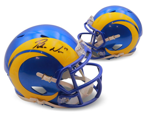 Puka Nacua Autographed Los Angeles Rams Signed Football Mini Helmet Fanatics COA