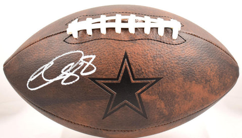 CeeDee Lamb Autographed Dallas Cowboys Distressed Logo Football- Fanatics *White