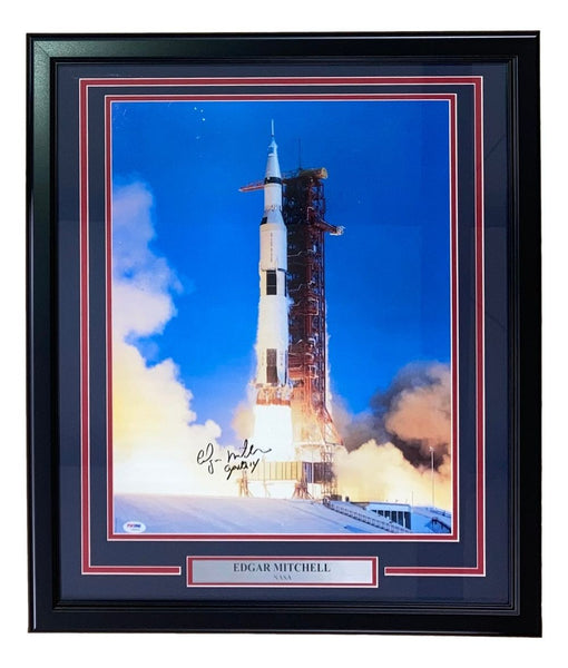 Edgar Mitchell Signed Framed 16x20 NASA Apollo 14 Photo PSA/DNA