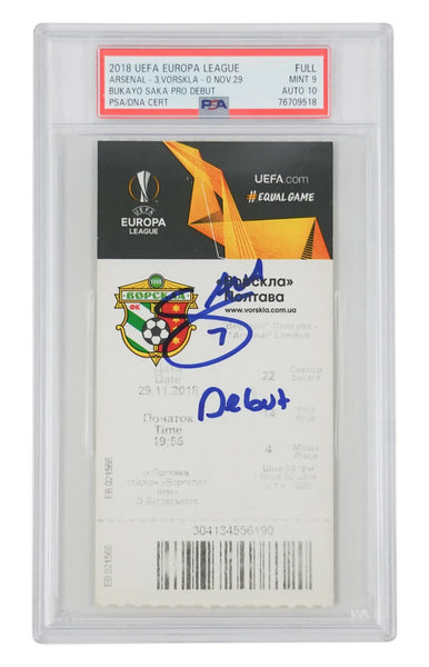 Bukayo Saka Signed 2018 Professional Debut Match Ticket Inscribed Debut - PSA 9