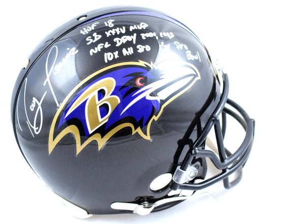Ray Lewis Ravens F/S ProLine Helmet w/ 5 Insc- Beckett Auth *White Full Name