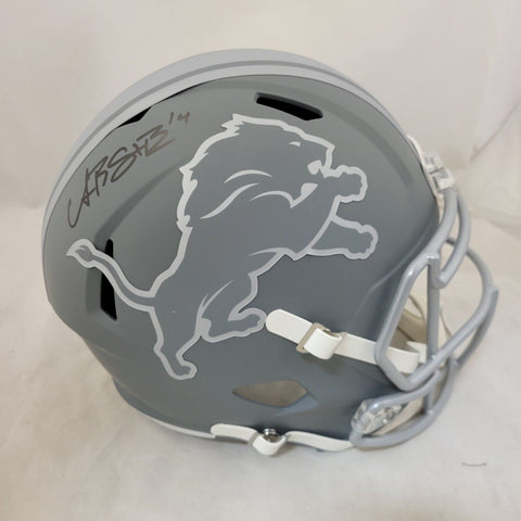 AMON RA ST BROWN SIGNED DETROIT LIONS F/S SLATE SPEED REP HELMET BECKETT QR