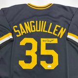 Autographed/Signed Manny Sanguillen Pittsburgh Black Jersey JSA COA