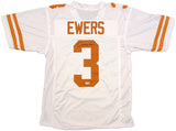 Quinn Ewers Texas Signed White Football Jersey BAS