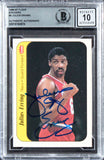 76ers Julius "Dr. J." Erving Signed 1986 Fleer Stickers #5 Card Auto 10 BAS Slab