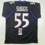 Autographed/Signed Terrell Suggs Baltimore Black Football Jersey JSA COA Auto