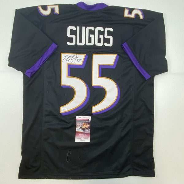 Autographed/Signed Terrell Suggs Baltimore Black Football Jersey JSA COA Auto