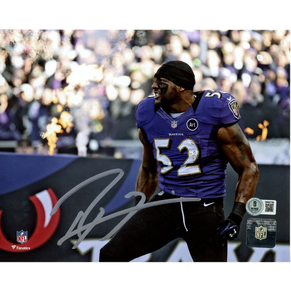 Ray Lewis Autographed/Signed Baltimore Ravens 8x10 Photo Beckett Witness 51050