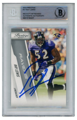 Ray Lewis Autographed/Signed 2010 Panini Prestige #17 Trading Card Beckett 52500