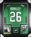 SAQUON BARKLEY (Eagles kelly green TOWER) Signed Autograph Framed Jersey Beckett
