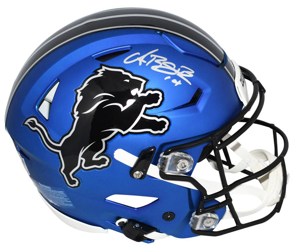 AMON-RA ST BROWN SIGNED DETROIT LIONS BLUE AUTHENTIC SPEEDFLEX HELMET BECKETT