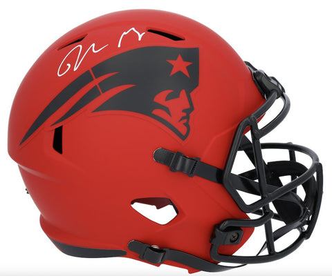 Drake Maye Autographed Patriots 'RAVE' Full Size Speed Authentic Helmet Fanatics