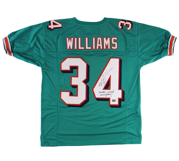 Ricky Williams Signed Miami Custom Teal Jersey with "Smoke Weed Everyday!" Inscr