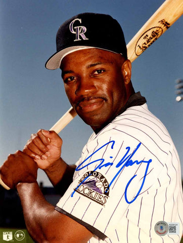 Eric Young Autographed/Signed Colorado Rockies 8x10 Photo Beckett 50395