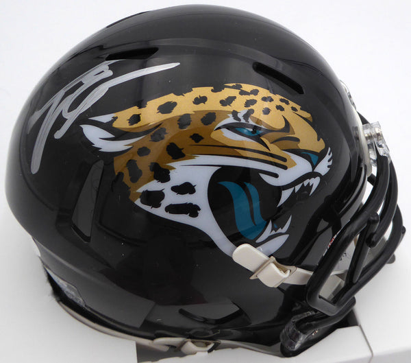 Travis Etienne Autographed Jaguars Black Speed Mini Helmet (Smudged) JSA AR44764