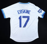 Carl Erskine 2xSigned Brooklyn Dodgers Jersey (Beckett) 1955 World Champ Pitcher
