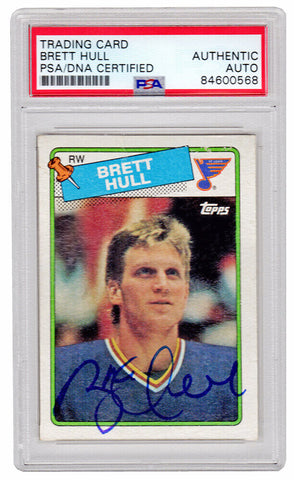Brett Hull Autographed St Louis Blues 1988 Topps Rookie Card #66 - (PSA)