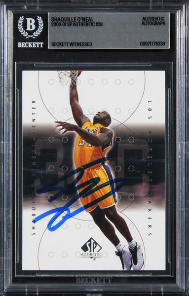 Lakers Shaquille O'Neal Authentic Signed 2000 SP Authentic #38 Card BAS Slabbed