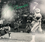 Joe Namath Autographed New York Jets Signed Football 16x20 Photo Beckett Damaged