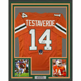 FRAMED Autographed/Signed VINNY TESTAVERDE 33x42 Orange College Jersey BAS COA