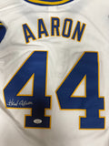 HANK AARON Signed Official Majestic Brewers Jersey AUTO - JSA